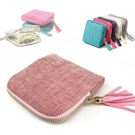 Stuffdatas Travel Jewelry Case, 2026 New Gettoreach Travel Jewelry Case, Mini Portable Jewelry Travel Boxes with Five Compartments (Pink)