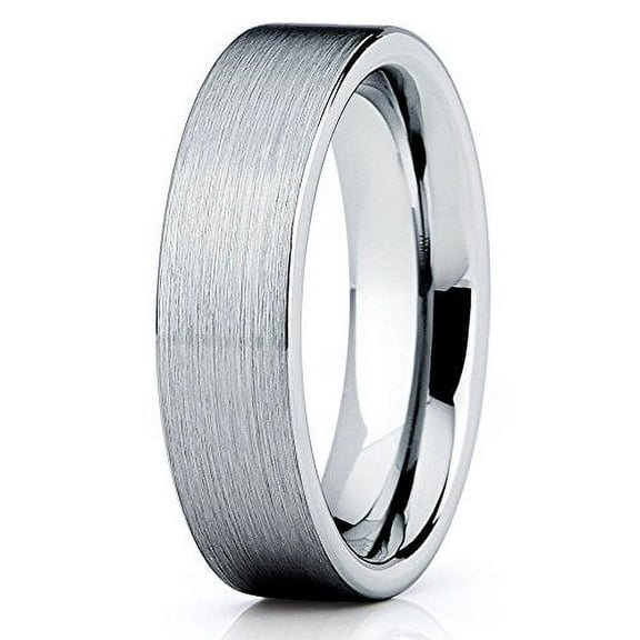 6mm Silver Brushed Tungsten Ring Tungsten Wedding Band Tungsten Carbide Ring