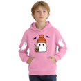 thumbnail image 2 of NEBWOAK Boys Girls Halloween Ghost Print Pullover Hoodie Kangaroo Pocket Long Sleeve Fall Outfit Kids Pink,Size 11-12T, 2 of 4