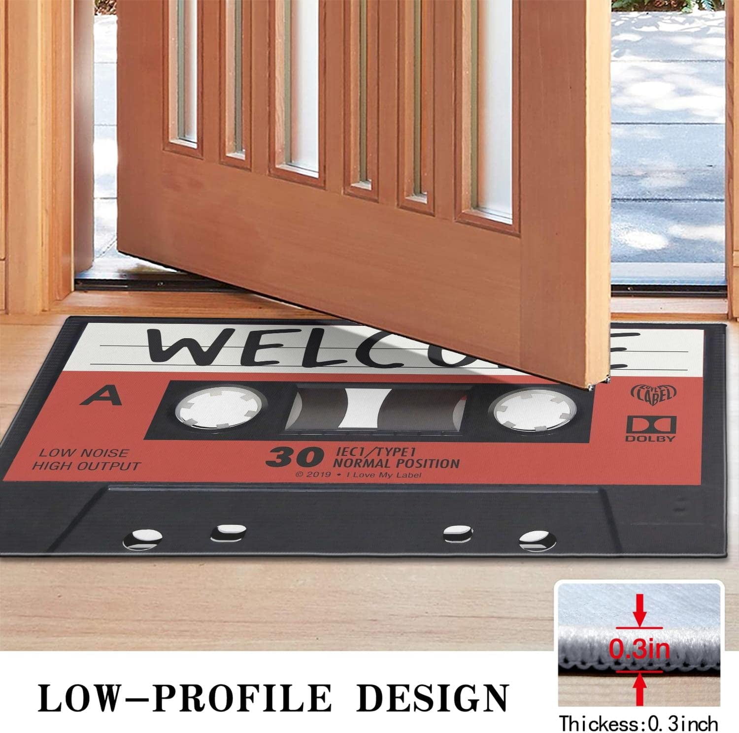 Retro Music Tapes Doormat Non-Slip Absorbent Resist Dirt Front Door Mat Machine Washable Welcome Mats Outdoor Inside Floor Rugs for Entryway 30" X 17"