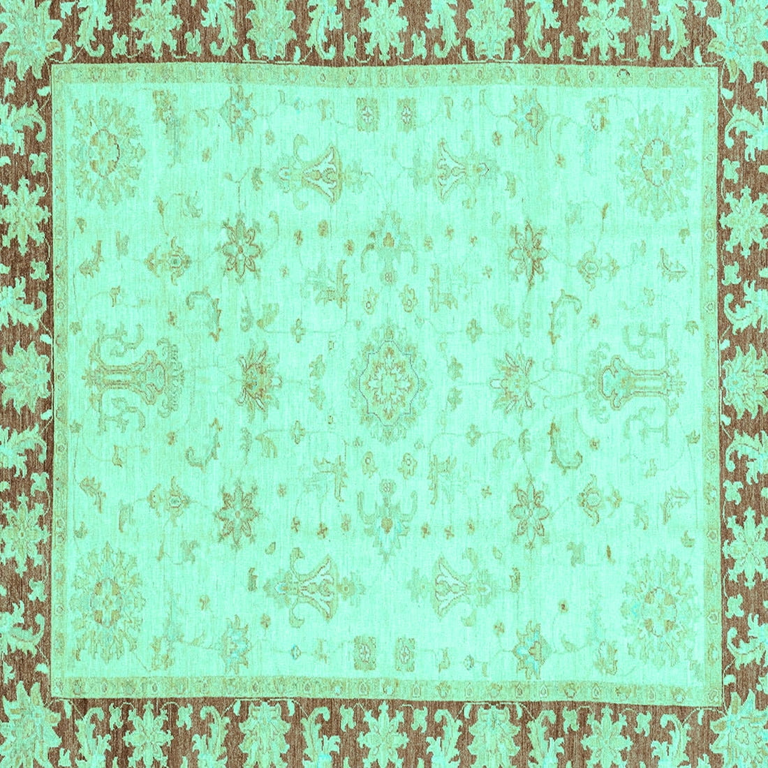 Turquoise Mediterranean Rug Ahgly Company Indoor Square Oriental Turquoise Blue Traditional Area ...