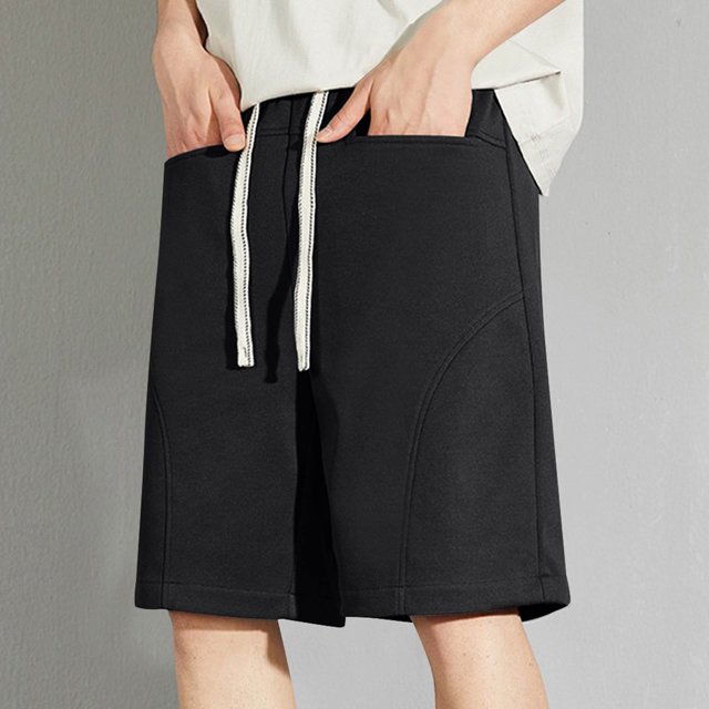 AherBiu Plus Size Mens Shorts Drawstring Stretch Waist Regular Fitted Casual Gym Shorts with Pockets Beach Running Shorts
