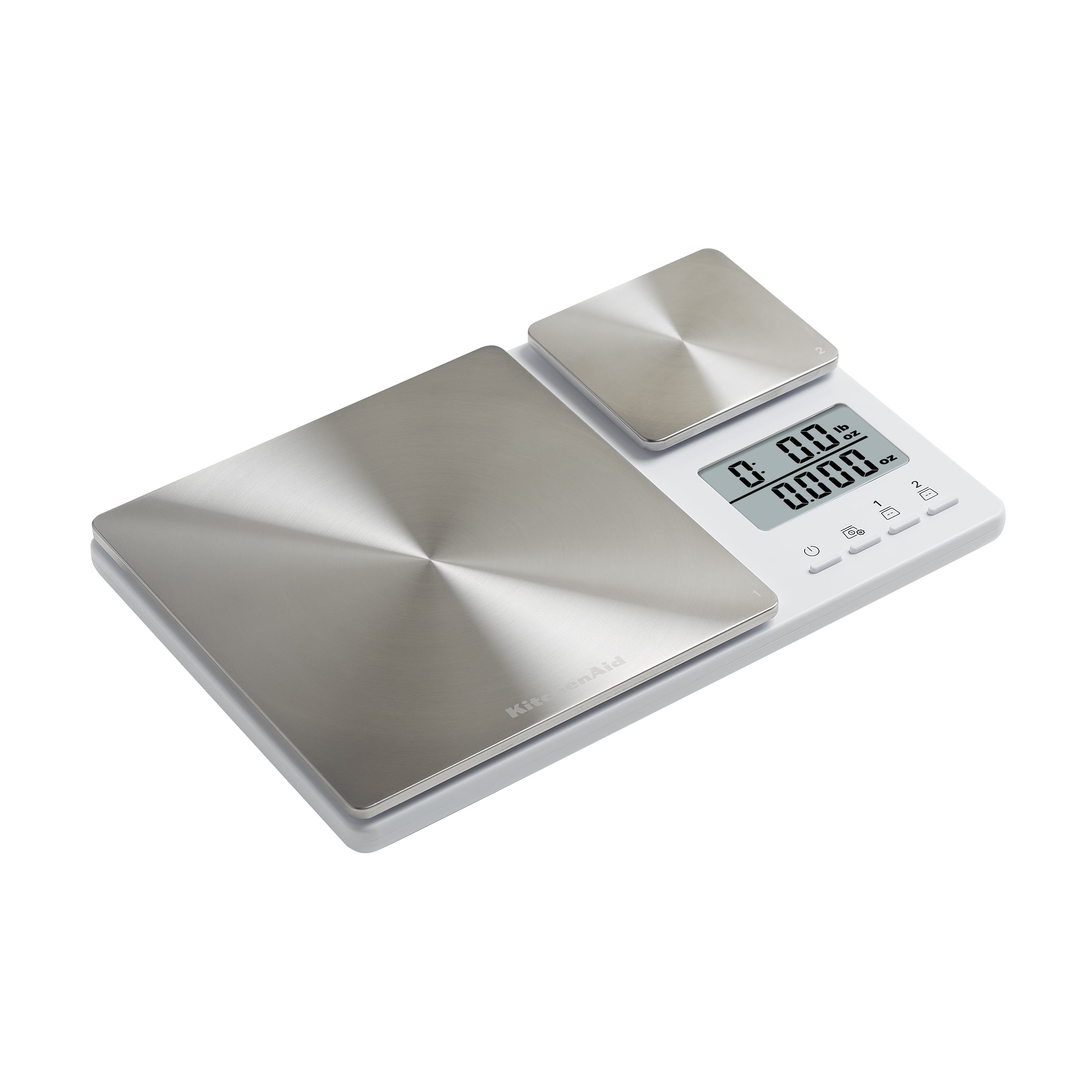 KitchenAid Dual Platform Digital Kitchen Scale, 11 lb and 16oz Capacity, White, KQ909