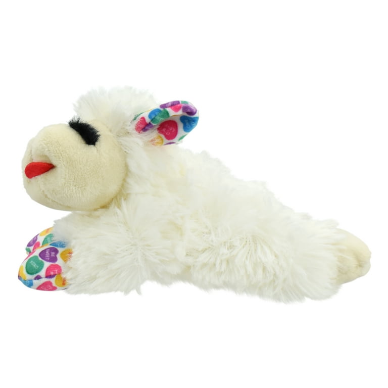 Multipet Valentine's Day Plush Lamb Chop Small Dog Toy with Hearts
