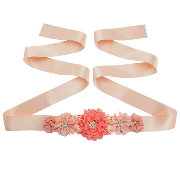 TABLZONE 1Pcs Flower Waist Belt for Women Rhinestone Simple Design Dress Accessory