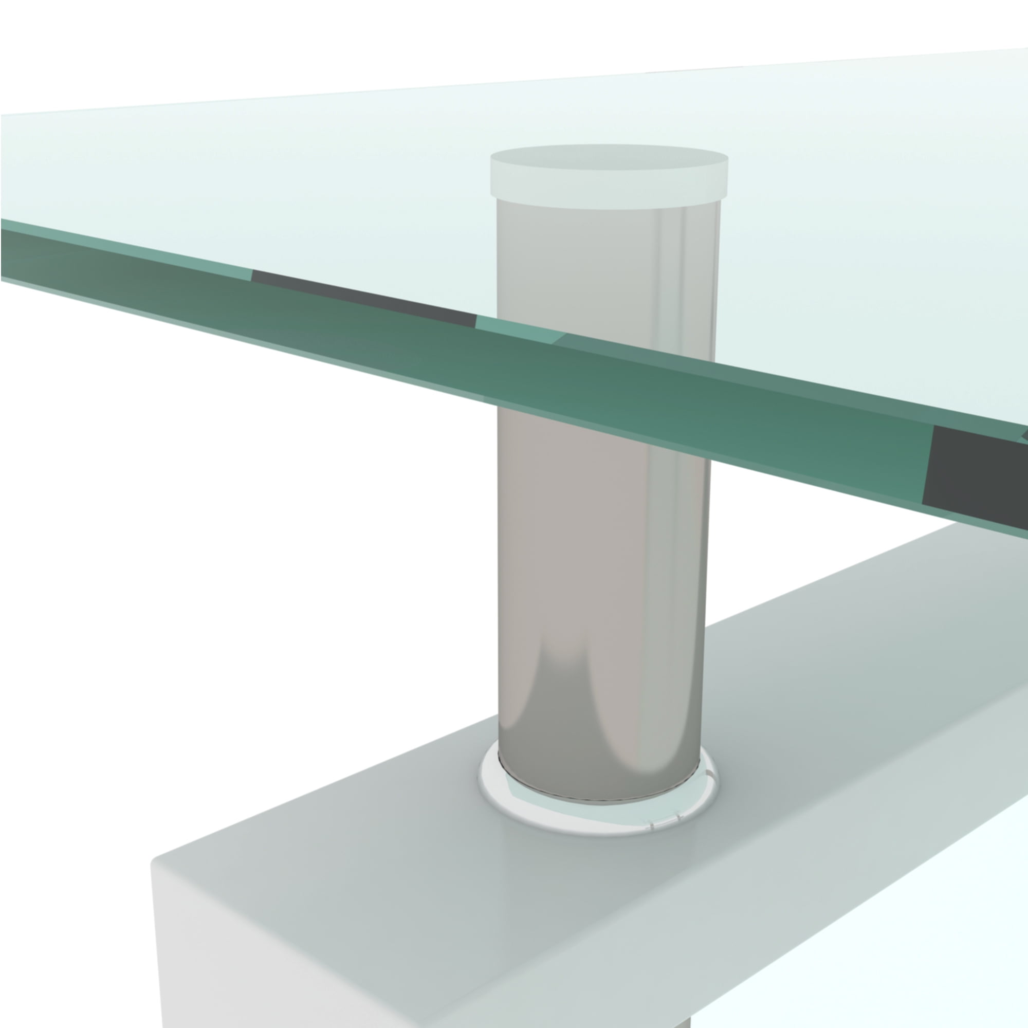 Alvantor Glass Coffee Table, 38.6" Modern Rectangle Side Center Tables with Clear Tempered Glass Top for Living Room White