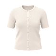 thumbnail image 5 of Lixiuxyad ‌Women's Ribbed Knit Cardigan Short Sleeve Open-Front Button-Up Summer Knit Tops,White, 5 of 5
