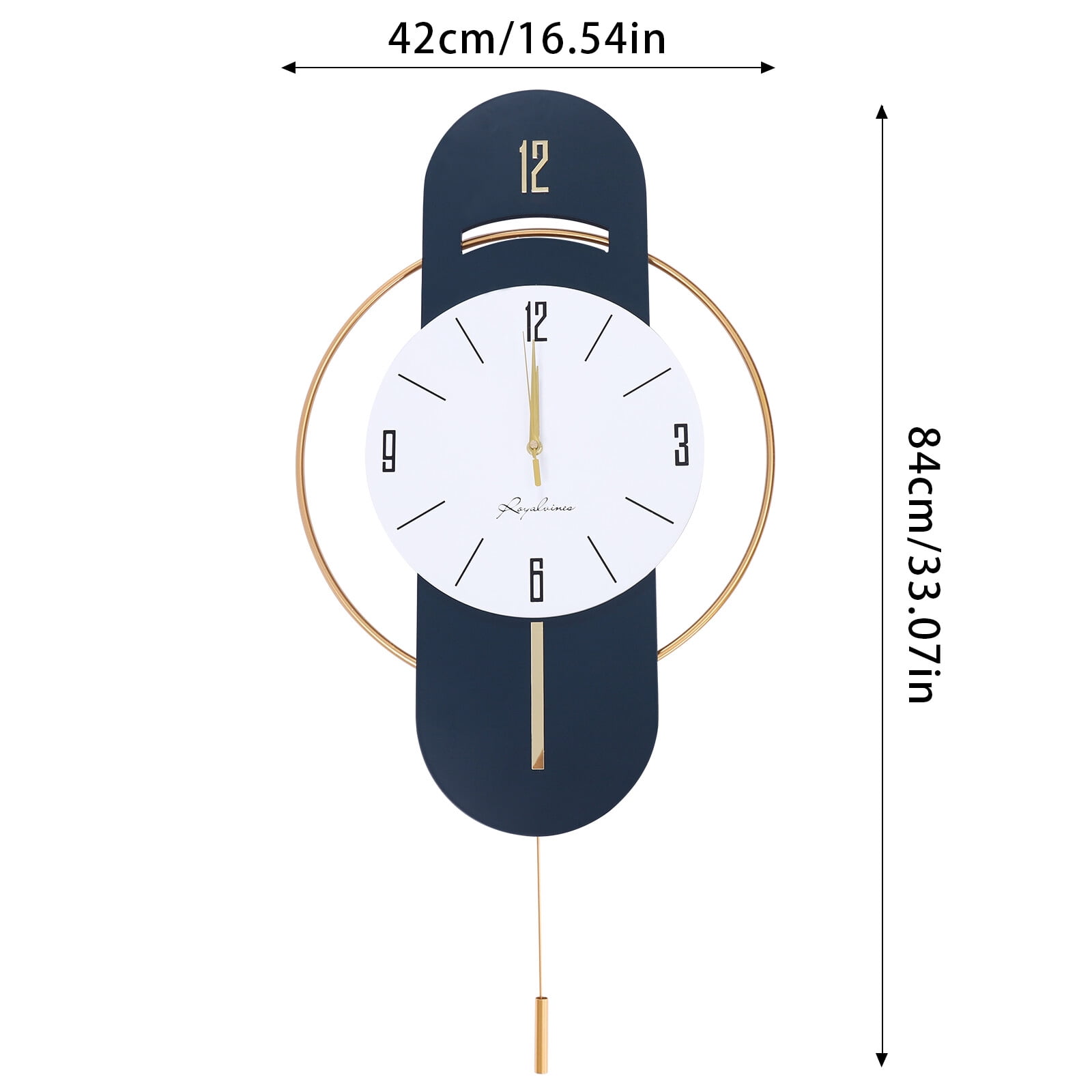 16.54*33.07in Wall-mounted Numbers Large Wall Clocks Wood Metal Silent Decoration Wall Clock for Kitchen Bedroom Office