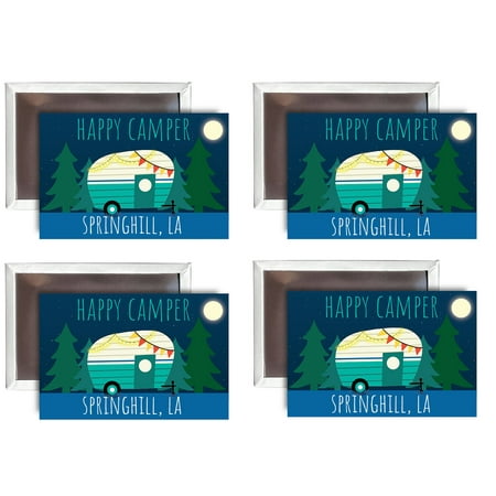 

Springhill Louisiana Souvenir 2x3-Inch Fridge Magnet Happy Camper Design 4-Pack