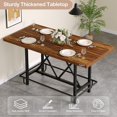 thumbnail image 6 of 63" Counter Height Dining Table for 6, Industrial Rectangular Bar-Height Table with Sturdy Metal Frame and Footrest, Rustic Brown Tall Kitchen Table for Dining Room, 6 of 8