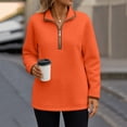 thumbnail image 2 of Comdrip Waffle Pullover Women, Women's Casual Half Zip Top Shirt High Collar Long Sleeve Shirt Y2K Loose Waffle Knit Lapel Pullover Sweatshirts Womens Quarter Zip orange S, 2 of 5
