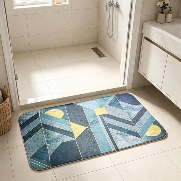 YiJuHui Super Absorbent Bath Mat, Russian Style Diatom Mud Floor Rug, Quick Drying Non-Slip Bathroom Rug, Water Absorbing Shower Mat for Bathroom Floor Safety, Anti-Mold Bath Mat for Wet Areas