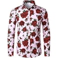 thumbnail image 2 of Camisas de hombre 2024 de manga larga con estampado de flores en 3D y botones de solapa, ropa de verano para hombre, camisetas de moda para novios, fiestas de graduación y cumpleaños, 2 of 5