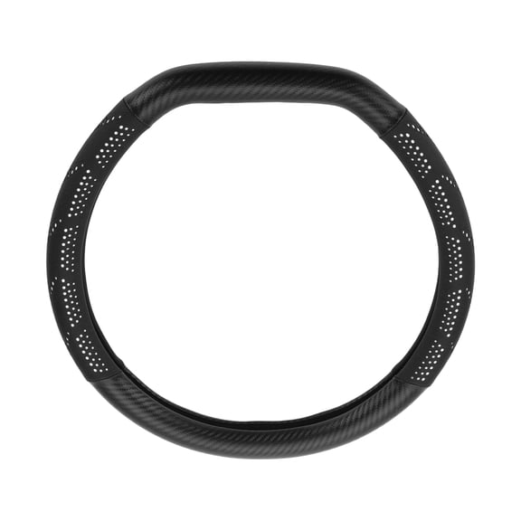 Unique Bargains Steering Wheel Cover Front for Car Vehicle Durable D Shape Nappa Leather 1 Pcs Black White