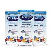 Pedialyte Electrolyte Powder Variety Electrolyte Hydration Drink 0.6 oz Powder Packs, 24 Count