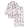 thumbnail image 4 of Toddler Silk Girls Pajamas Set Valentines Day Pjs Long Sleeve Bow Print Button Down Shirt Pajamas Boys Size 3-4 Years, 4 of 6
