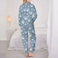thumbnail image 3 of Pajama Sets for Women 2 Pcs, blue water spots print Button Down Long Sleeve Sleepwear Lounge PJ Sets, 3 of 6
