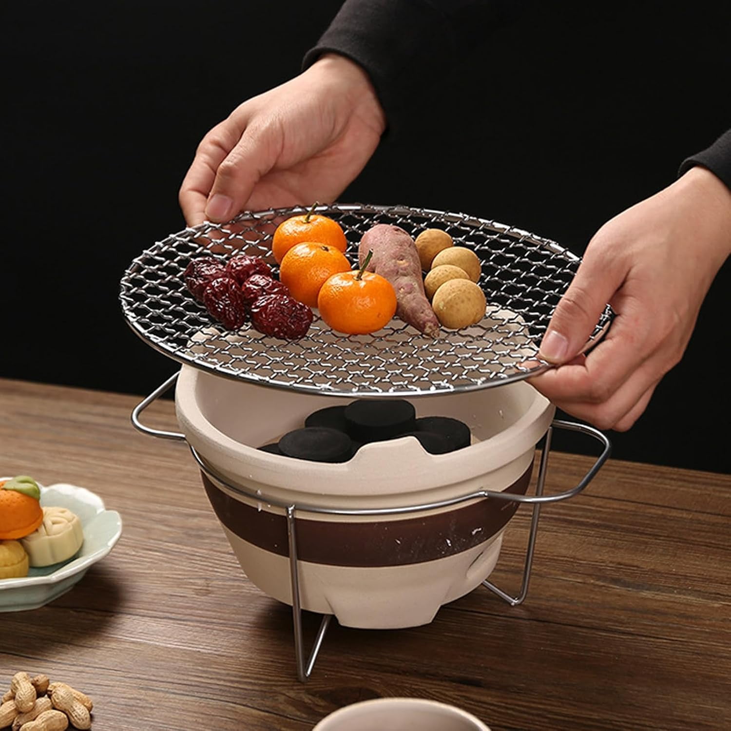 Clay Charcoal Stove, Coarse Ceramic Multifunctional Tea Boiler & Grill, Indoor Outdoor BBQ Compact Portable, for Home Camping