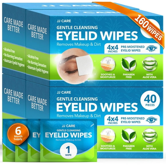 Toallitas limpiadoras de párpados JJ CARE, 160 unidades, toallitas humectantes para ojos