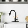 thumbnail image 2 of LAICAIW robinet de cuisine Noir avec Pulvérisateur Extractible Robinets d'Évier de cuisine à une Poignée Robinets de cuisine en Acier Inoxydable robinet de cuisine pour VR robinet commercial cuisine Pivotant à 360 pour 1 Ou 3 Trous avec Couvercle P, 2 of 7
