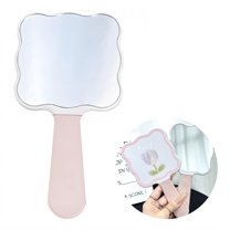 RAGUPEL Hand Mirrors with Handle,Wave Mirror with Hidden Comb 7.9"*4"*0.4" Handheld Mirror,Single Tulip Print Hand Held Mirror,Style4