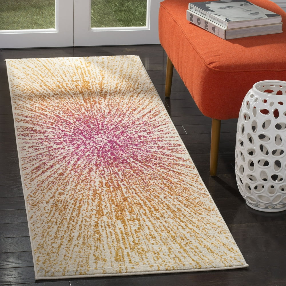 SAFAVIEH Evoke Vana Abstract Geometric Runner Rug, Fuchsia/Cream, 2'2