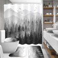 thumbnail image 4 of 4 Pcs Mushroom Shower Curtain Set with Rug Black Red Floral Bathroom Sets with Waterproof Fabric Shower Curtain and Non-Slip Rugs Toilet Lid Cover Bath Mat Decor with Hooks (Red), 4 of 7