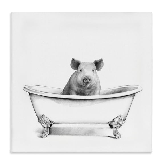 Stupell Industries Rustic Lodge Hog in Bathtub Sketch Canvas Art, 17 x 17, by Victoria Borges