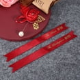 thumbnail image 4 of Corsage de rosas artificiales para el pecho de la novia, el novio, la ropa de boda, accesorios de decoración, 2 piezas de ramilletes rojos con cinta con nombre, 4 of 10