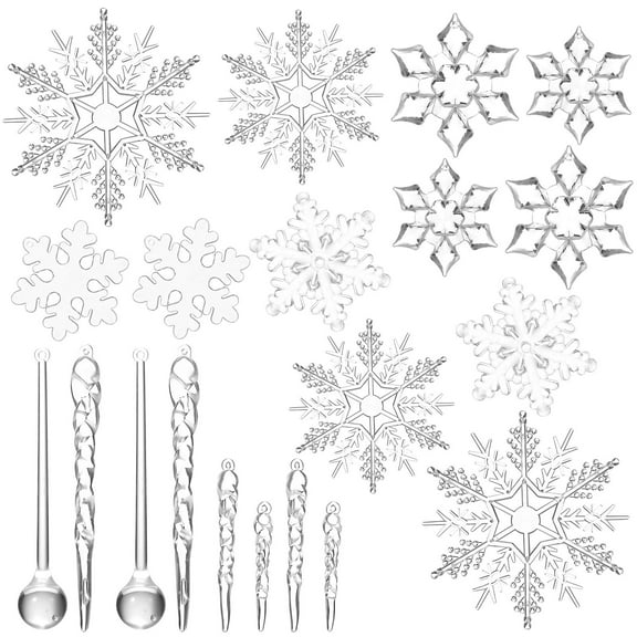 Raindrops Large Acrylic Snowflake Ornament, Set of 1 - Holiday Party Decoration and Seasonal Home Decor