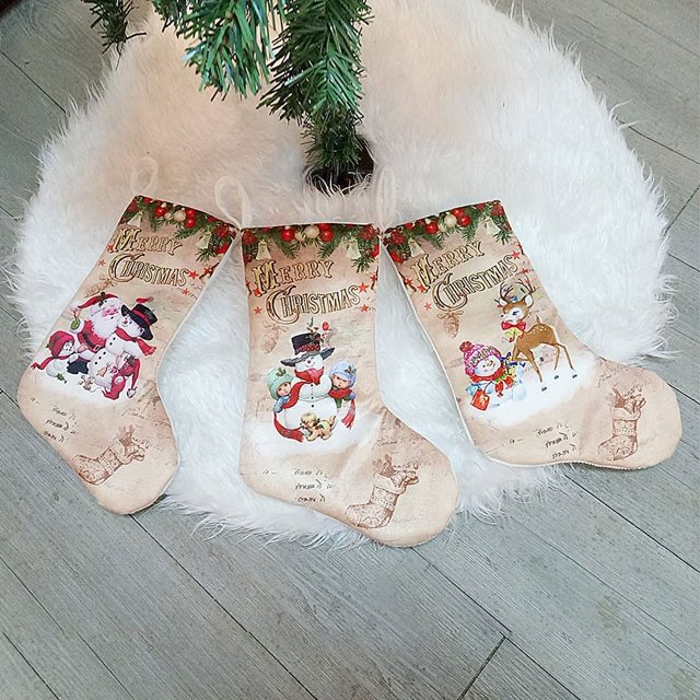 3 piezas de medias navideñas, colgantes, adornos, Papá Noel, muñeco de nieve, alce, calcetines, bolsa de regalo 15*30*20cm