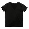 thumbnail image 7 of MIXUE Womens Summer Tops Solid Color V Neck Short Sleeve Fashion Sexy Shirts For Women Tee Shirts Daily-Wear,Black,XL, 7 of 7