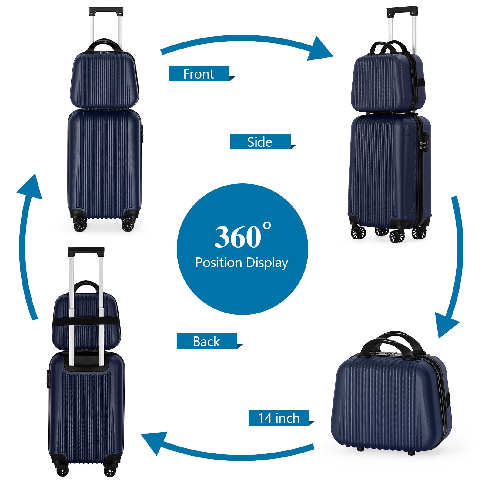 20 Inch Carry On Suitcase Lightweight with 14in case