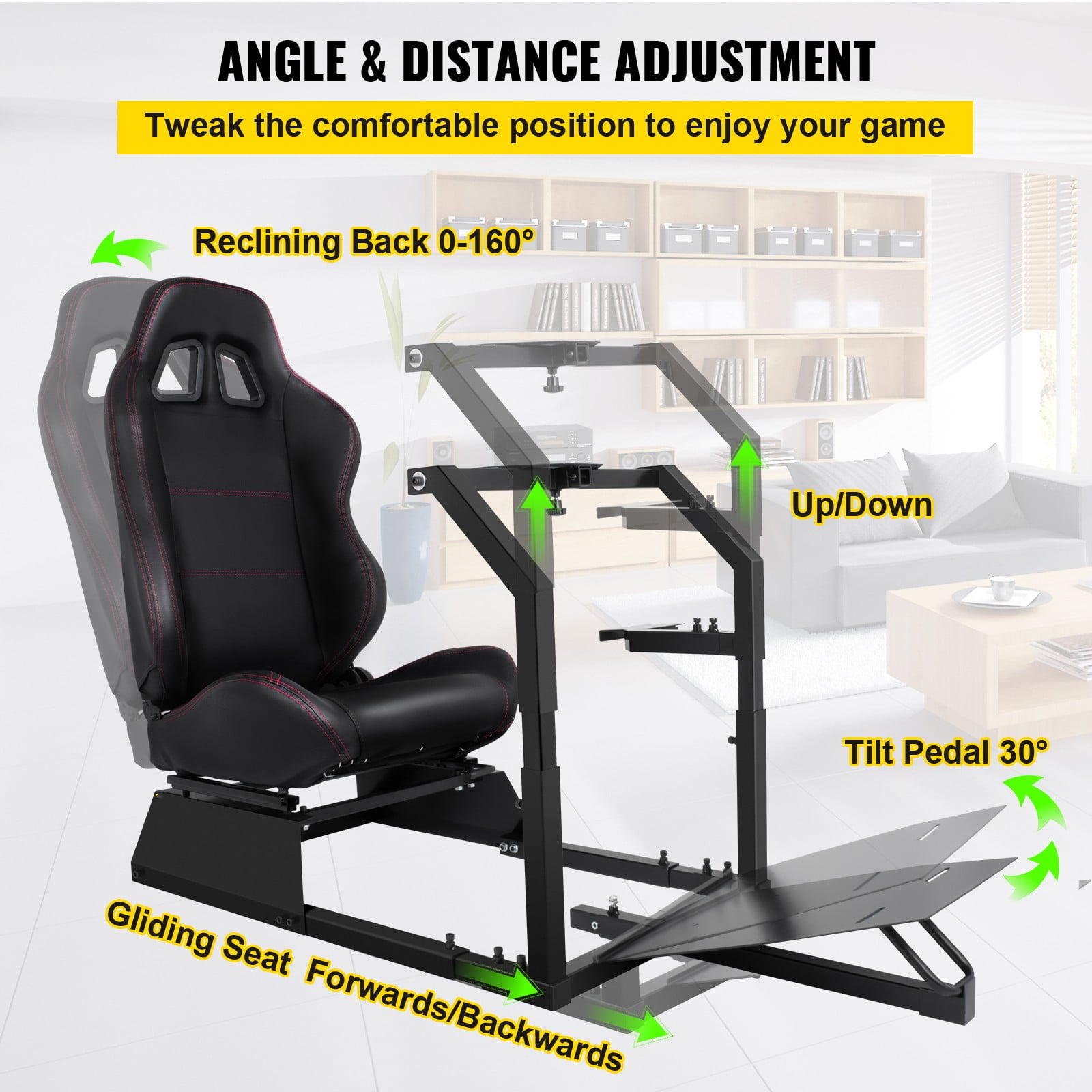  GTPLAYER Racing Simulator Cockpit with Speaker Racing Seat,  Wheel Stand, Pedal and Seat Adjustable, Driving Simulator fit for Logitech  G25G27G29G920, Steering Wheel Shifter Pedals NOT Included : Video Games