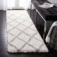 thumbnail image 2 of SAFAVIEH Fontana Catrina Geometric Plush Shag Runner Rug, Cream/Grey, 2'3" x 12', 2 of 7