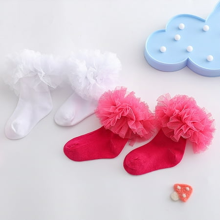 

XWQ 1 Pair Lace Socks Frilly Lace Cuff Non-slip Cotton Baby Girl Ruffle Lace Socks for Dancing