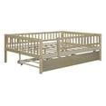 thumbnail image 4 of Harper & Bright Designs Full Size Low Daybed with Trundle, Wood Full Platform Bed Frame with Rails for Boys and Girls Bedroom, Natural, 4 of 14