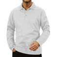 thumbnail image 4 of Polo Shirts for Men Fall Winter Long Sleeve Tops Solid Color Button Down Collared Casual Soft Dress Shirts for Men, 4 of 5
