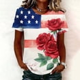 thumbnail image 3 of JTZGDY Womens Patriotic Shirts 4th of July American Flag Print Summer Short Sleeve Crewneck Graphic T-Shirts Trendy Holiday Oversized Tees Tops Multicolor#03 XXXL, 3 of 6