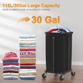 thumbnail image 5 of 115L Laundry Basket with Wheels, 30 Gal. Rolling Laundry Hamper, Removable and Machine Washable Liner, Steel Frame, Tall Laundry Cart for Laundry Room, Bedroom, Bathroom, Dorm Storage -Gray, 5 of 10