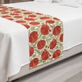 thumbnail image 2 of Floral Bed Runner, Macro Scene Top View of Blooming Poppies with Leaves, Decorative Accent Bedding Scarf for Hotels Homes and Guestrooms, Queen, Cream Burnt Sienna, by Ambesonne, 2 of 2