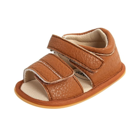 

AnuirheiH Baby Boys Girls Sandals Soft Non-Slip Rubber Sole Infant Shoes Prewalker Flat Walking Shoes Sale on Clearance