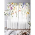 thumbnail image 4 of Sheer Curtains 84 inches Long 2 Panels Set Boho Floral Light Filtering Sheer Drapes Rod Pocket Window Curtains for Living Room/Bedroom, Watercolor Leaves Flowers, 4 of 8