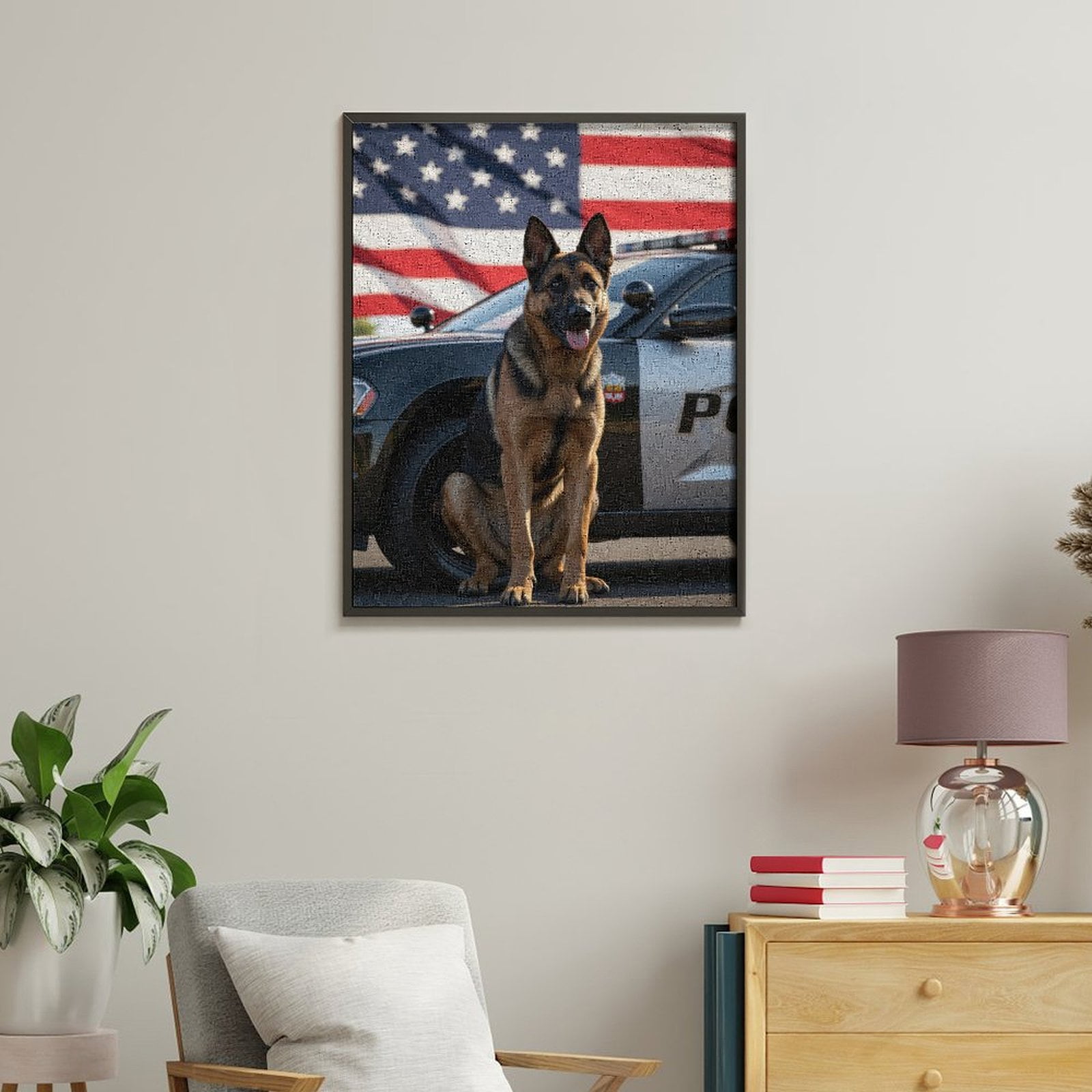 Paint By Numbers Kit for Adults Beginner - DIY Police Dog Duty Pride National Canvas Painting Kits for Adults, Frameless Paint By Number for Adults for Home Wall Decor 16x20 Inch