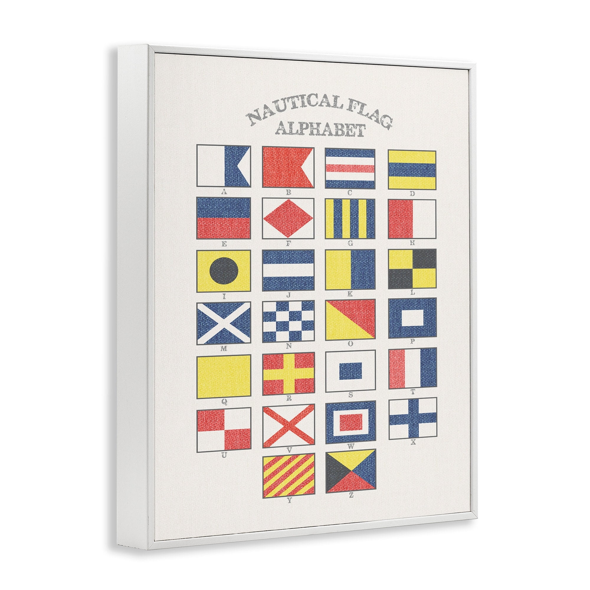 Stupell Industries Nautical Flag Alphabet Graphic Art White Framed Art Print Wall Art, 16x20, by Daphne Polselli