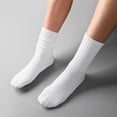 thumbnail image 2 of Women's Scrunch Crew Socks, Retro Solid Slouch Mid Calf Socks, Casual Athletic Socks for Women, 2 of 5