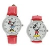 DISNEY Set of 2 Mickey Minnie Mouse Red Vegan Strap His Hers Watch