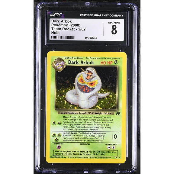 Collectible 2000 Pokemon #2/82 Dark Arbok Team Rocket CGC 8