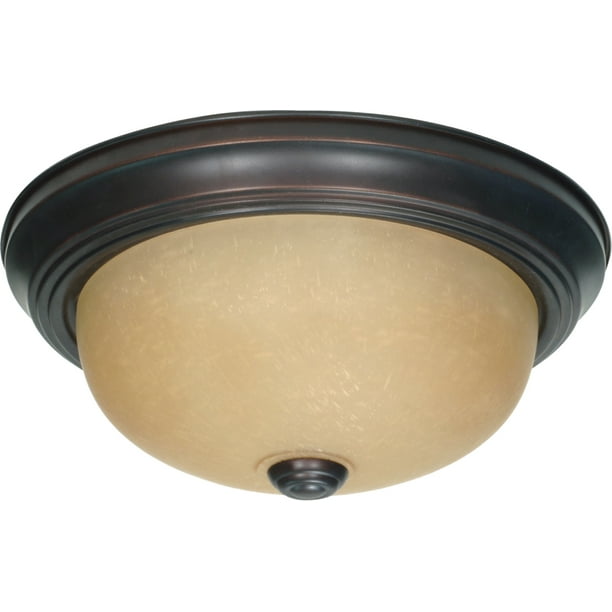 Nuvo Lighting 61255 2 Light Medium Base 11 4 Flush Mount Mahogany Bronze Finish With Champagne Linen Glass Ceiling Fixture 60 1255 Com Nuvo Lighting 61255 2 Light Medium, Champagne Bronze Flush Mount Light Fixture