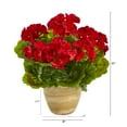 thumbnail image 2 of Nearly Natural Red 11" Geranium Artificial Plant in Ceramic Planter UV Resistant, 2 of 4